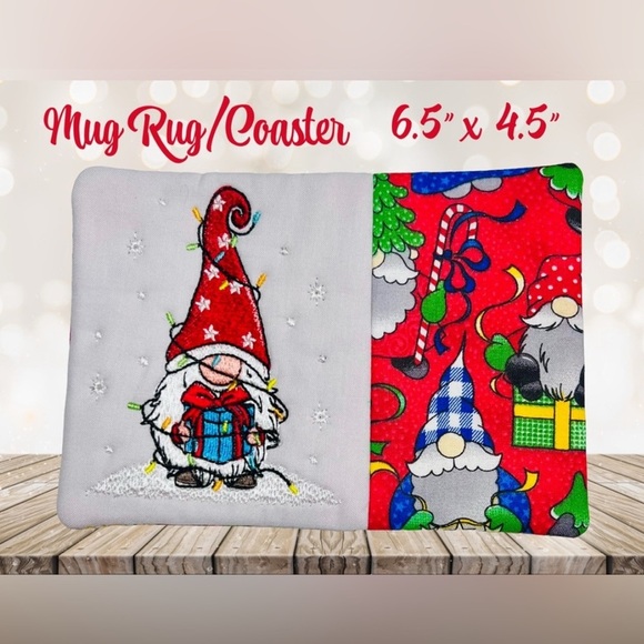 Hand Crafted Mug Rug Coaster Embroidered Cotton Fabric Padded Absorbs Liquid - Picture 7 of 10